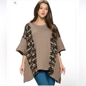 Poncho Overzised Tribal Ribbed
